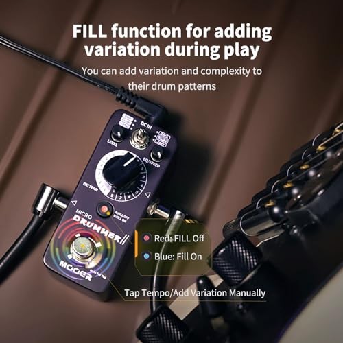 Guitar Drummer Pedal Drum Machine Effect with FILL Function, Micro Drummer II
