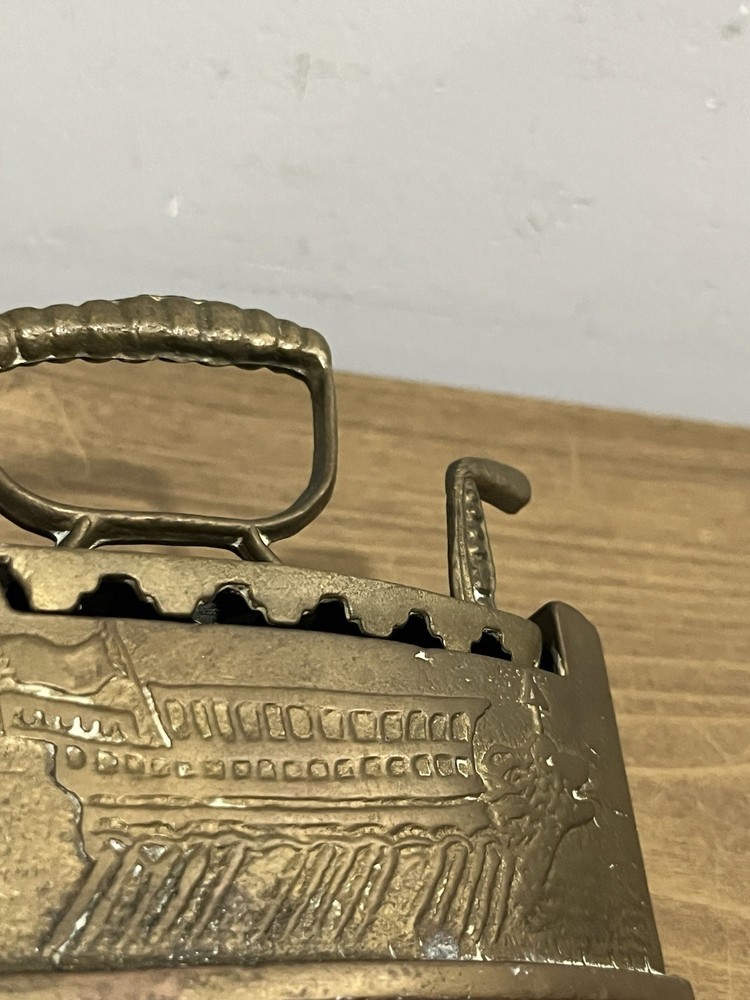 Vintage Embossed Brass Sad Iron