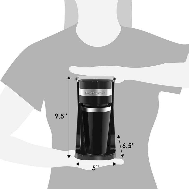 Single Serve Coffee Maker Quick Brew Time Compact Portable Design W/ Travel Mug