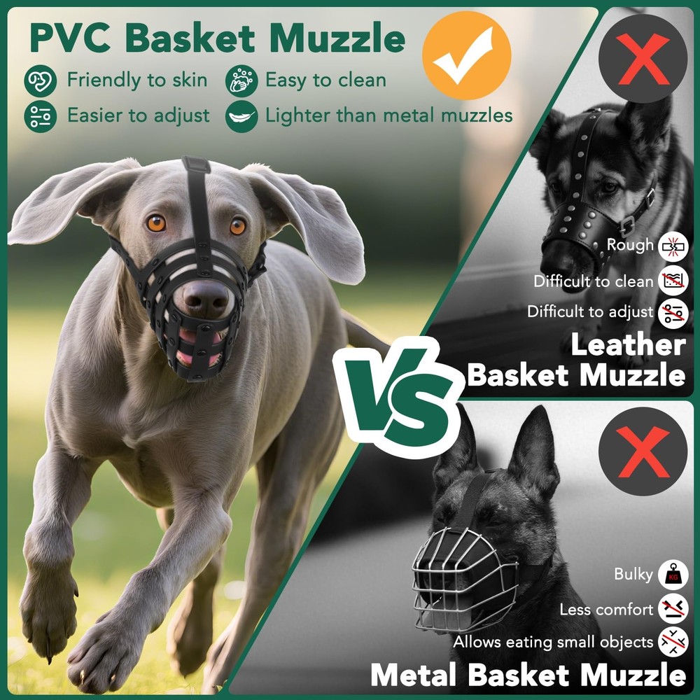 Dog Muzzle for Medium Large Dogs, Humane Basket Muzzle, Soft & Lightweight & ...