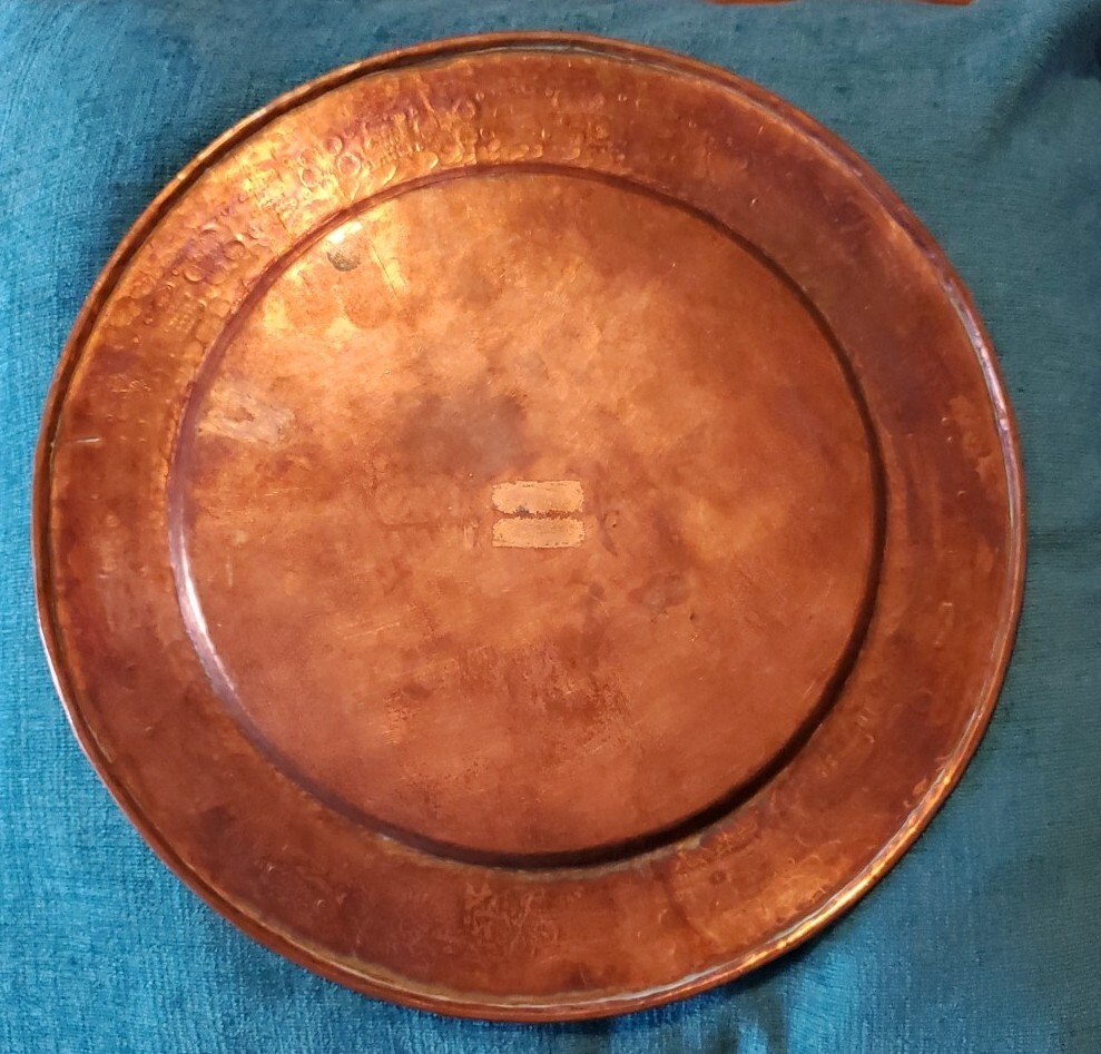 Vintage Copper Plate Hand Hammered Decor Edge Pattern Design Beautiful