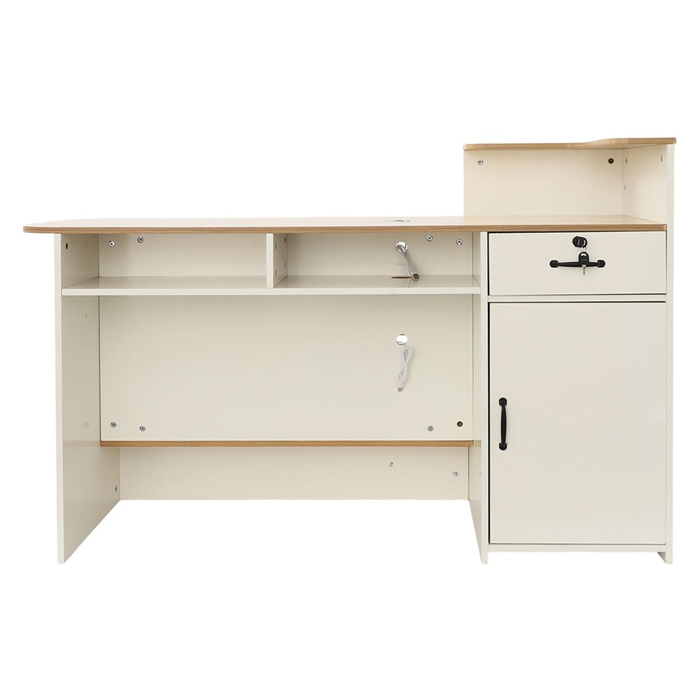 Computer Desk Reception Desk With A Lockable Drawer Storage For Home Office