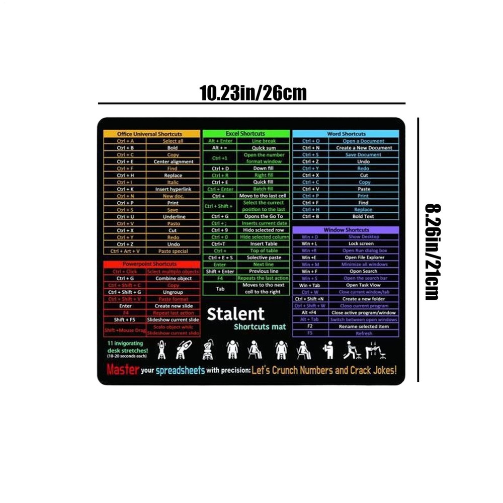 Keyboard Shortcut Mouse Pad Office/Excel/Word/PPT Shortcuts Cheat Sheet Mat
