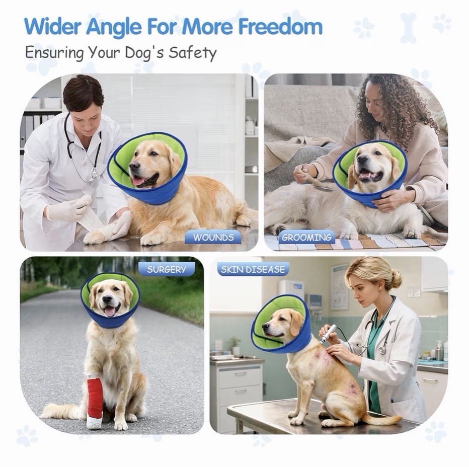 Dog Cone Soft Surgery Dog Cone Collar - Adjustable Comfortable Fabric Size L+