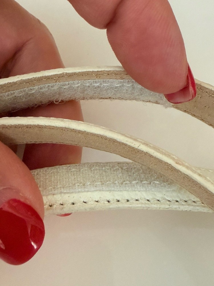 Terry Stack Size XL Minimalist Belt Off White Italian Leather Hook Loop Closure