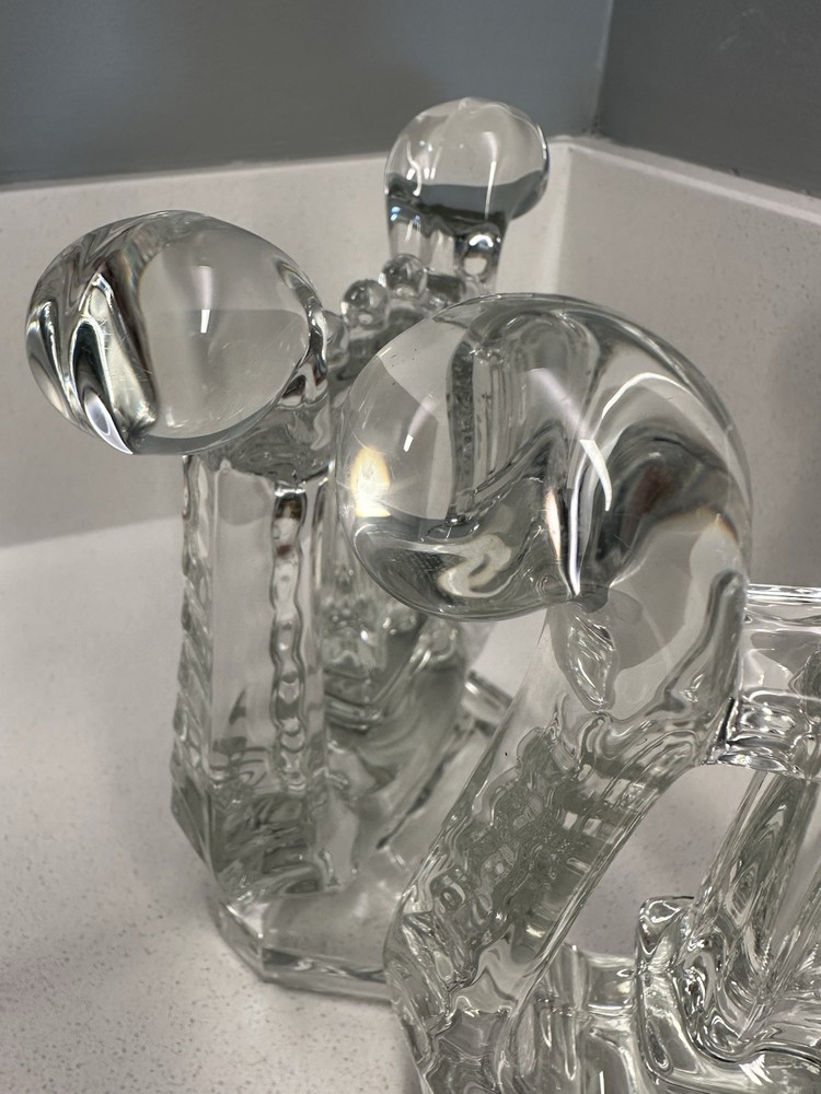 Pair Crystal Bookends Harp Shaped