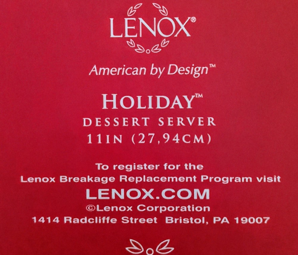 LENOX Holiday Dessert Server, new