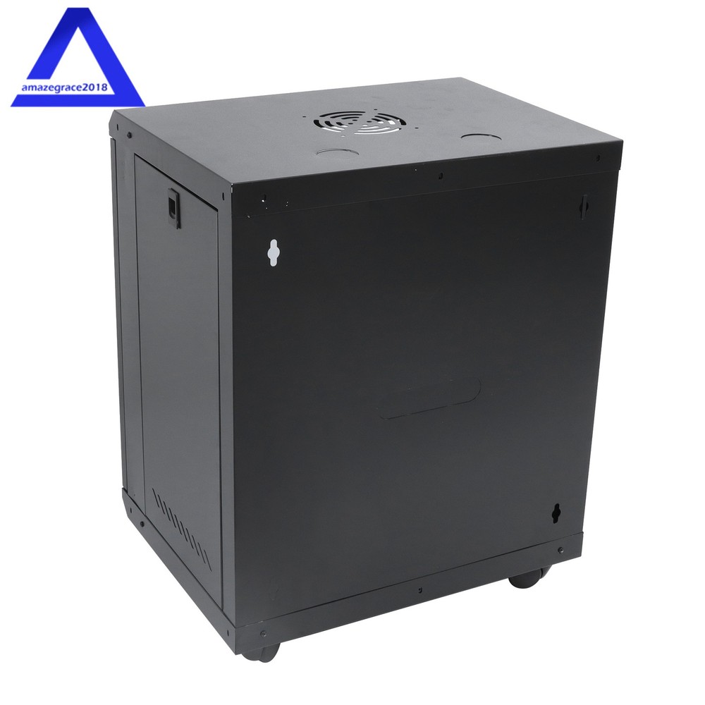 12U Wall Mount Server Cabinet Network Rack Vented Enclosure Lock Door 15.5''Deep