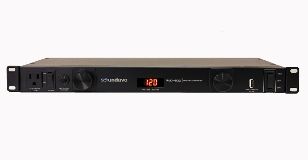 Soundavo PMX-900 Rack-mount Power Conditioner with 2 Front-panel Pull-out LED Li