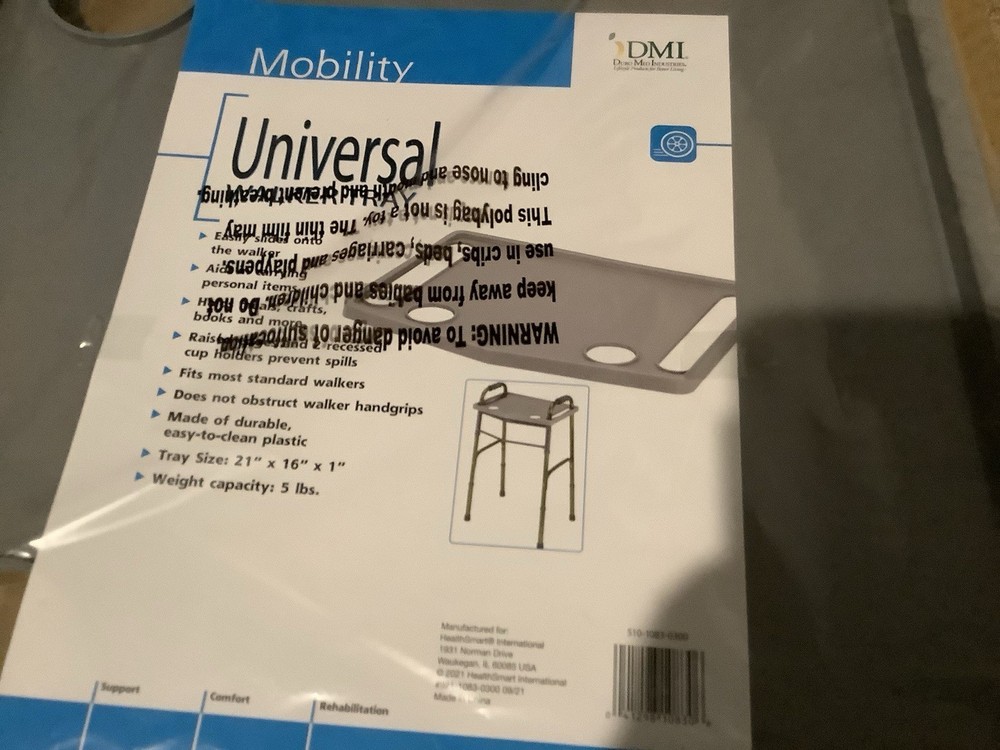 New Bluestone Walker Tray Table with 2 Cup Holders Home Mobility Accessories