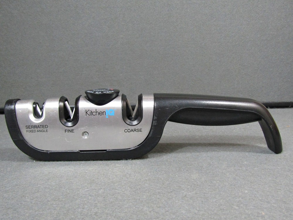 Kitchen IQ Diamond Adjustable Manual Knife Sharpener,White/Black