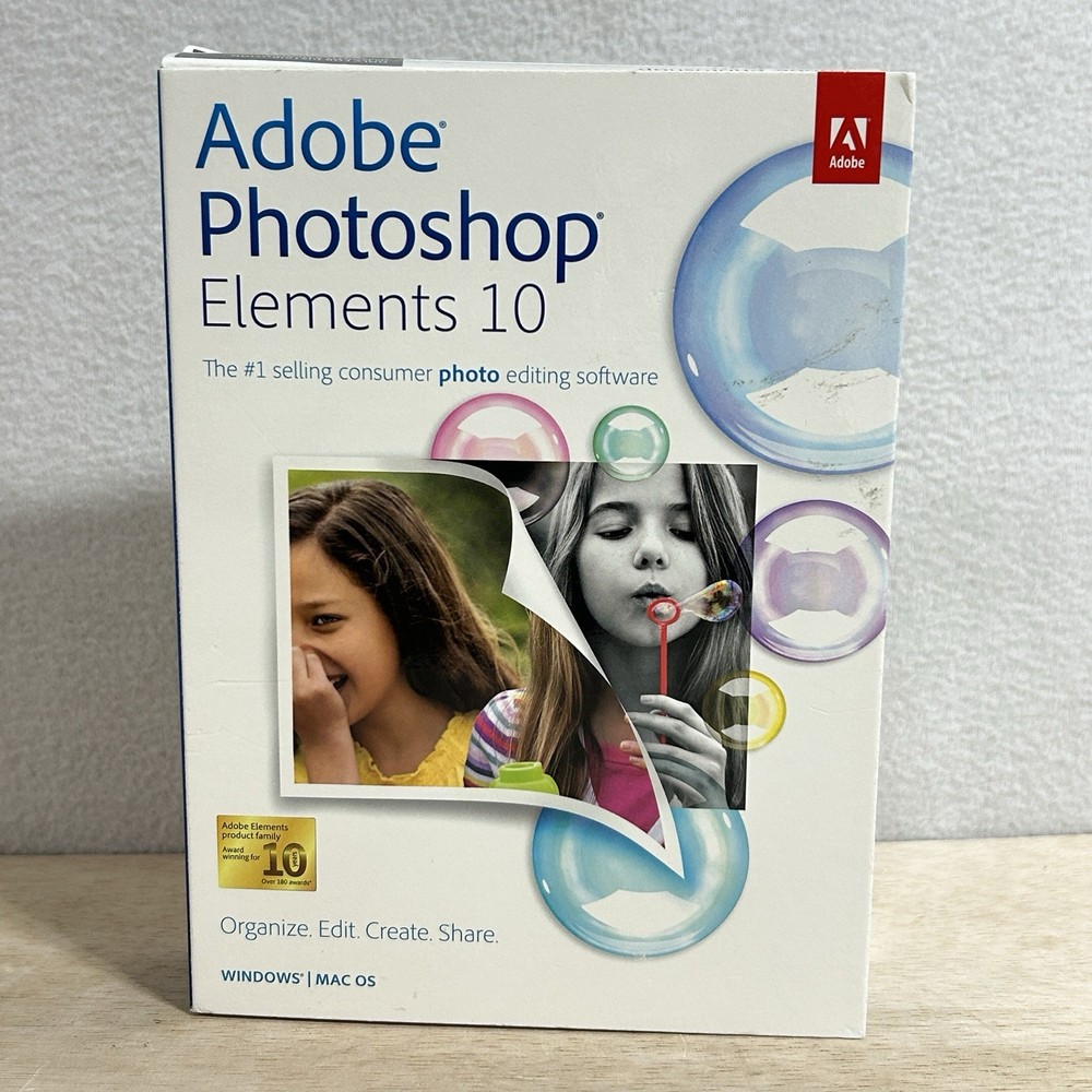 Adobe Photoshop Elements 10 for PC Mac Open Package