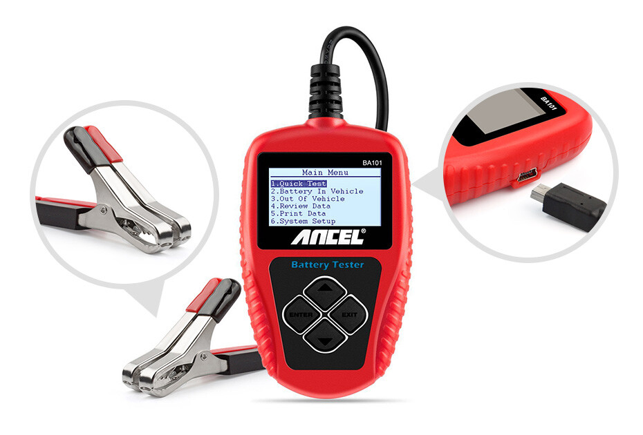 ANCEL BA101 Car Battery Tester 12V Load Tester Charging System Digital Analyzer