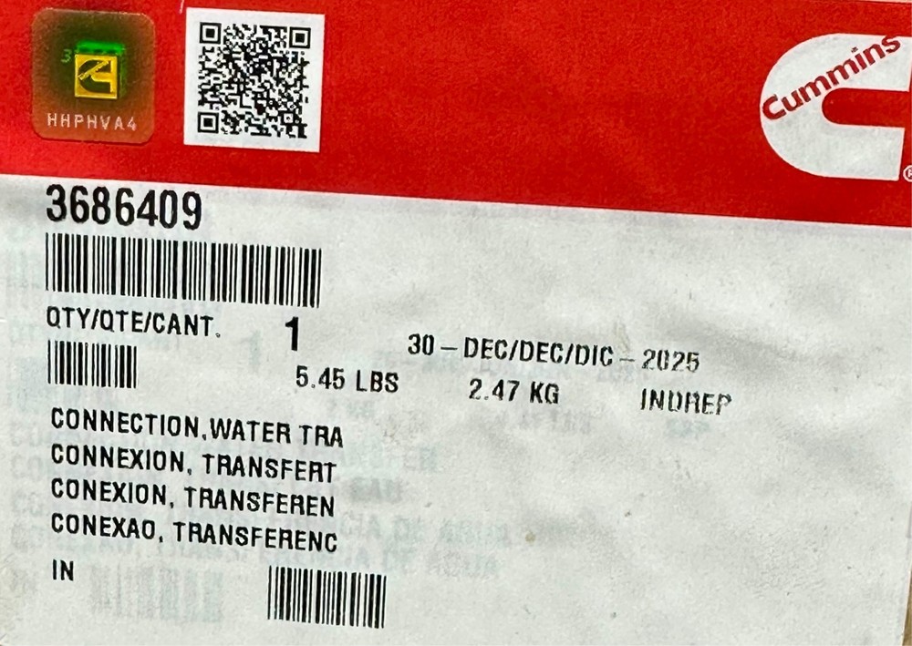 3686409 Cummins Water Transfer Connection NEW