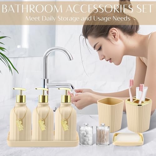 17PCS Bathroom Accessory Set Bathroom Set Bathroom Bath Set Beige