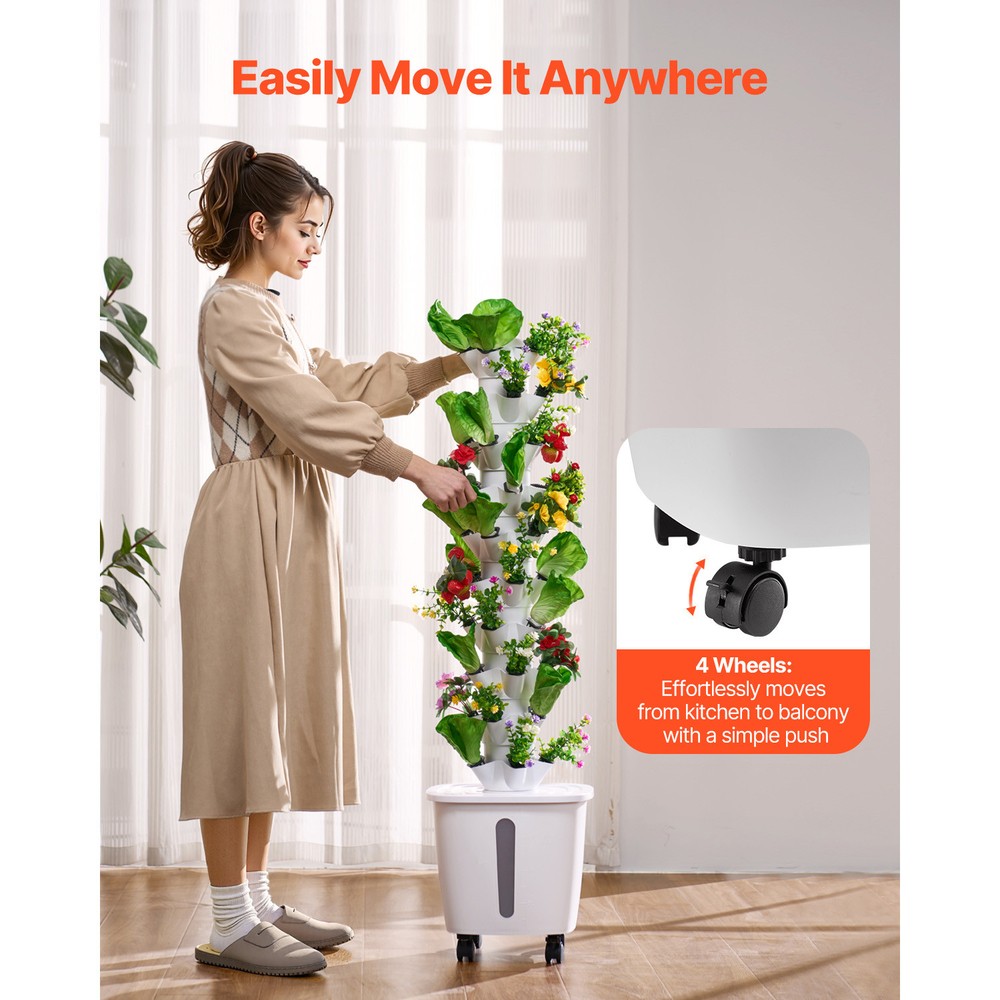 Hydroponic Growing System with Wheel 50 Pods Indoor Hydroponic Tower