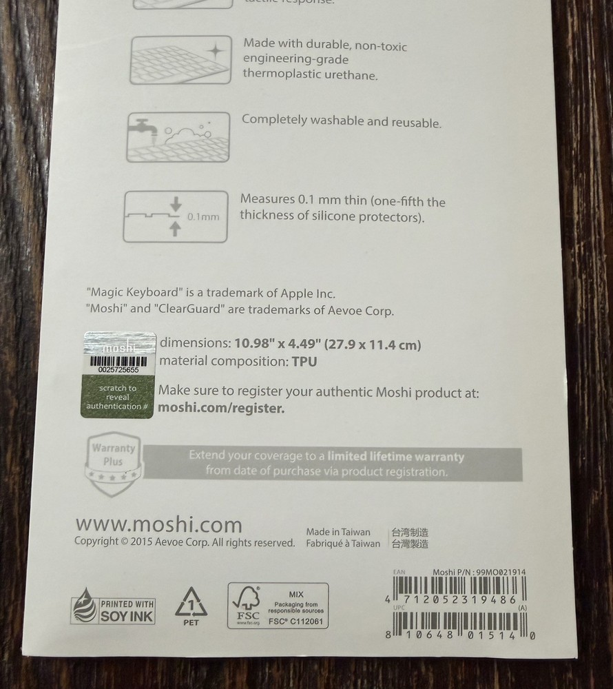 Moshi Clearguard Keyboard Protector for Magic Keyboard US ANSI