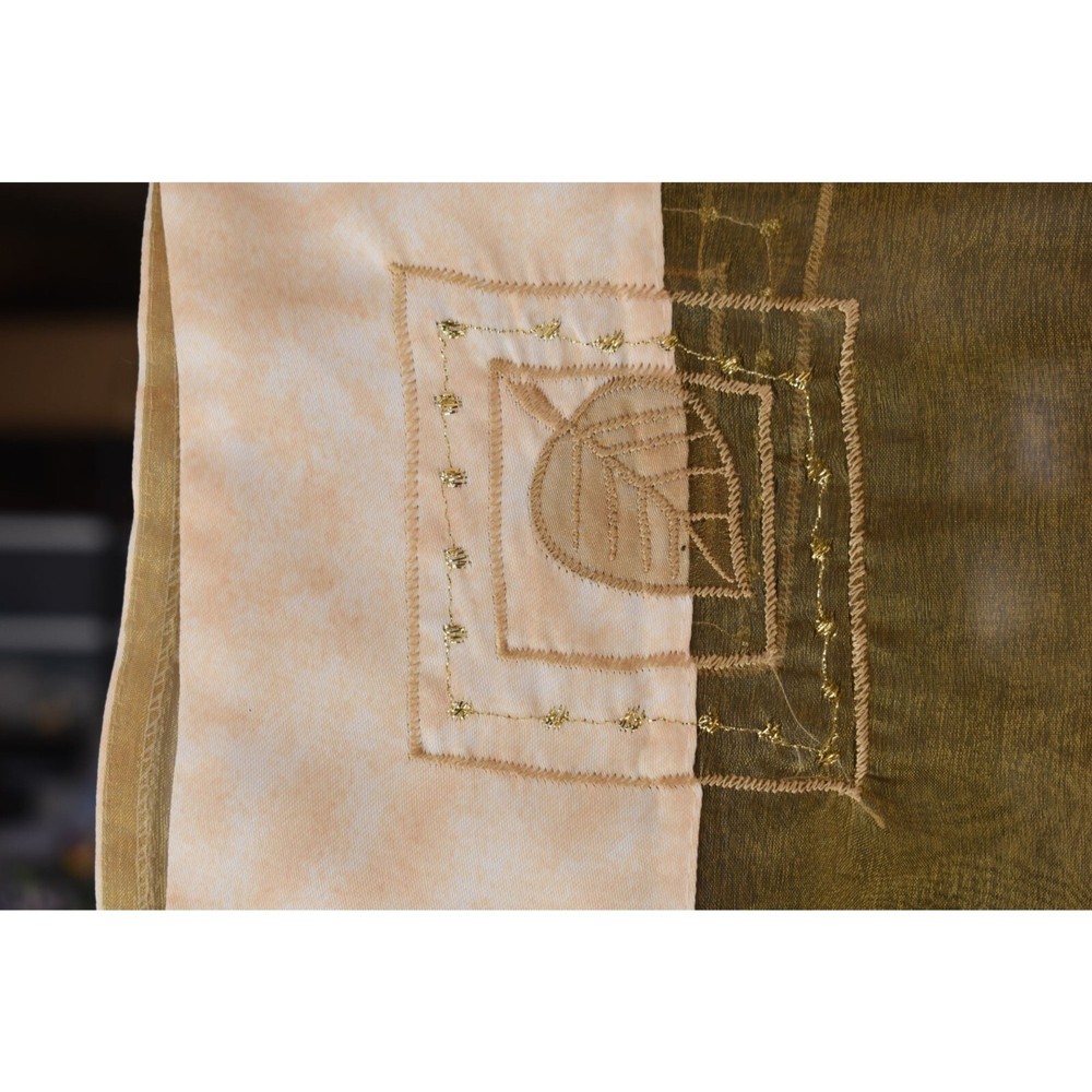 Satin Embroidered Gold Sheer Panel Runner 66x15