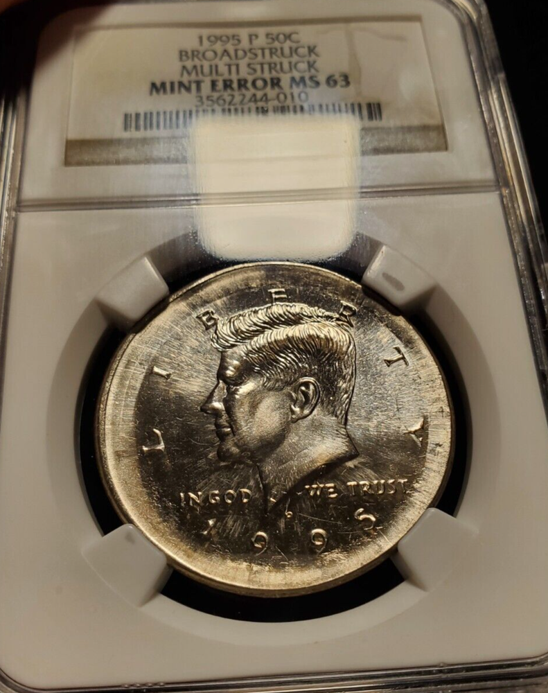 1995-P Kennedy Half Dollar Broadstruck Multi-Struck Mint Error NGC MS63 (Z-0021)