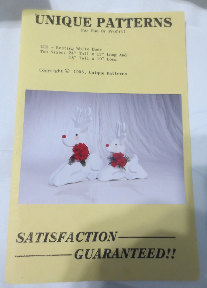 Vtg Unique Patterns Resting White Reindeer uncut