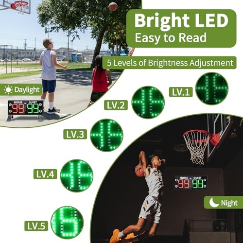 12" Large Electronic Scoreboard with Countdown Clock, Portable Digital