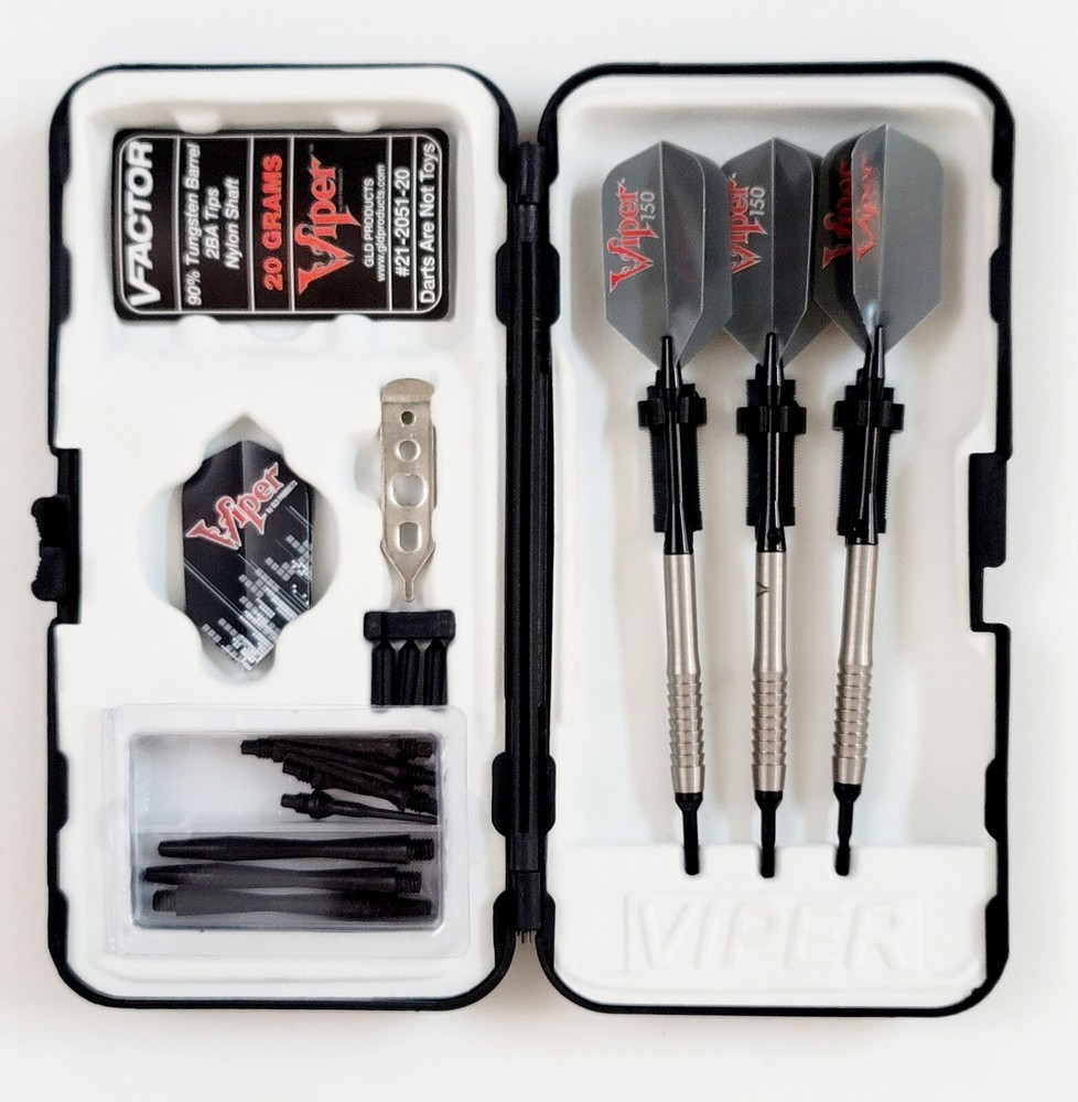 Viper V Factor 90% Tungsten Barrell 20 Grams Soft Tip Darts W/ Deluxe Case Tools