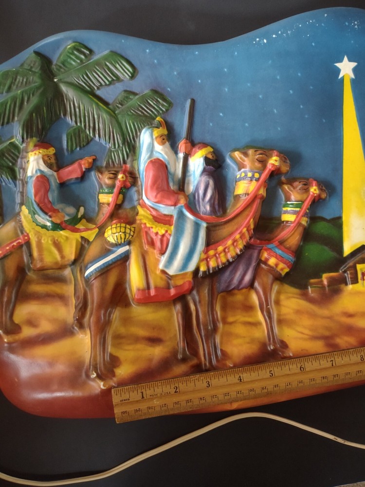RARE Paramount #377 Three Wise Men Wall Lighted Plaque *Works *14" x 18" *READ