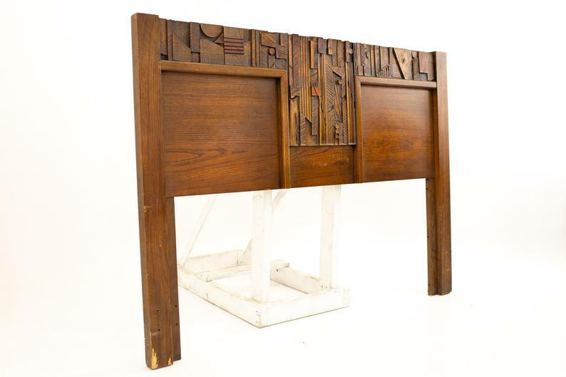Paul Evans Style Pueblo Brutalist Mid Century Full Size Headboard