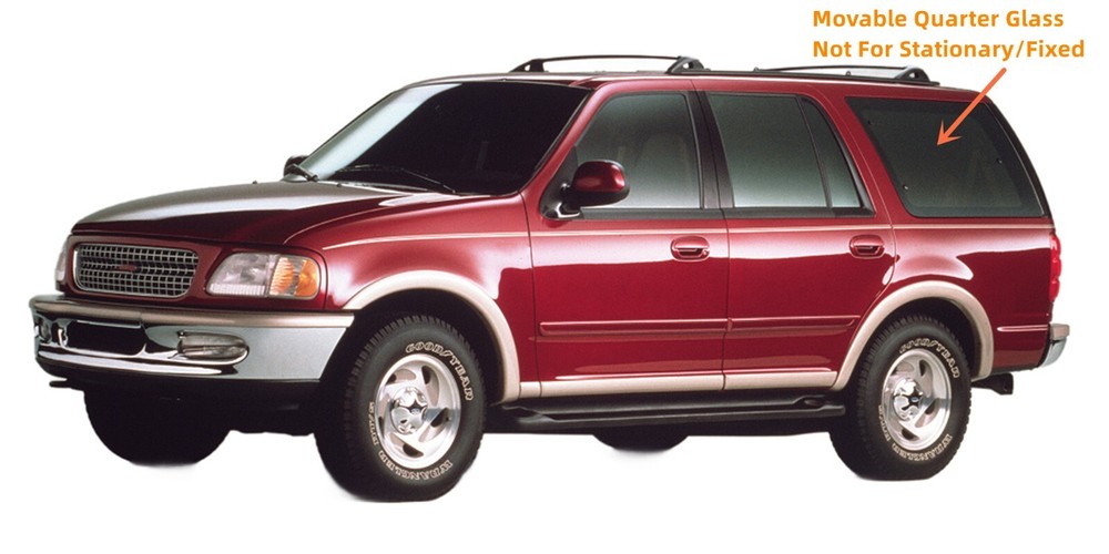Driver/Left Side Quarter Window Glass Movable For 1997-2002 Ford Expedition