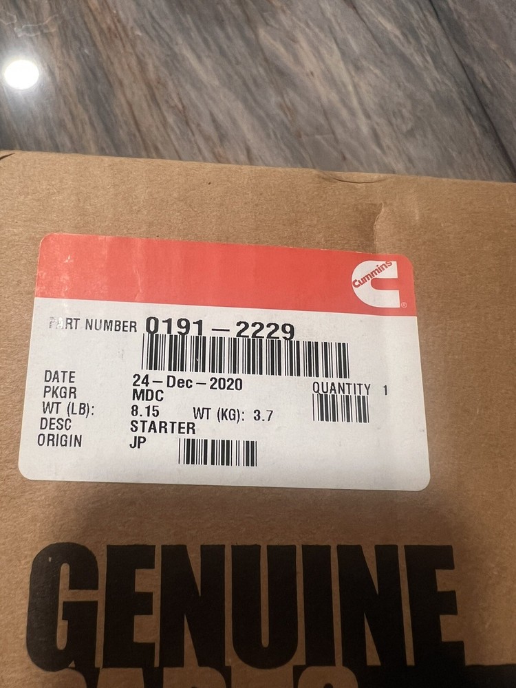 Cummins Starter Part #019-2229 - NIB