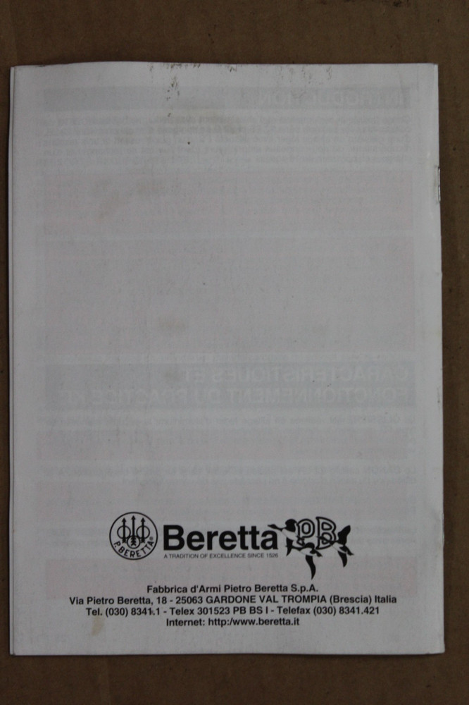 BERETTA 22 LR PRACTICE KIT OWNERS MANUAL #BINC105#2