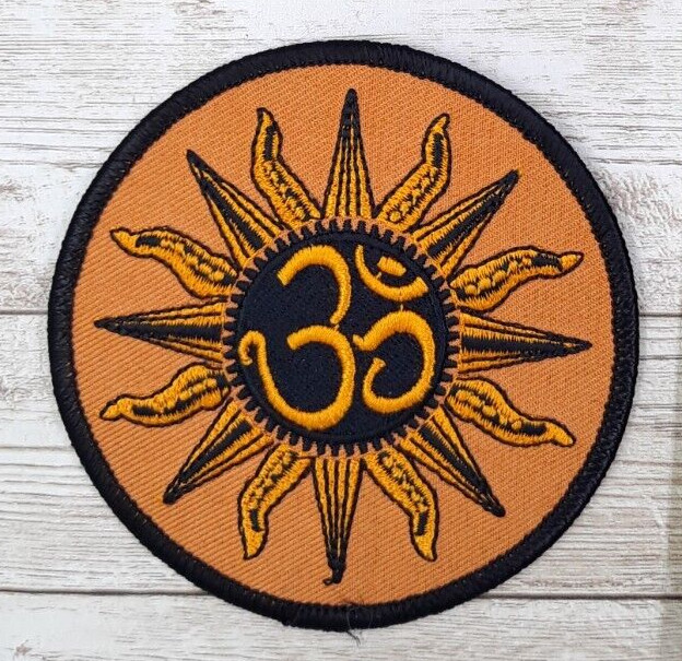 Sun - OHM Symbol  Iron On Embroidered Patch 3 1/2"x 3 1/2"