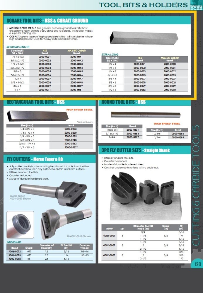 1/8 X 2-1/2" 8% COBALT SQUARE TOOL BIT (2000-0041)
