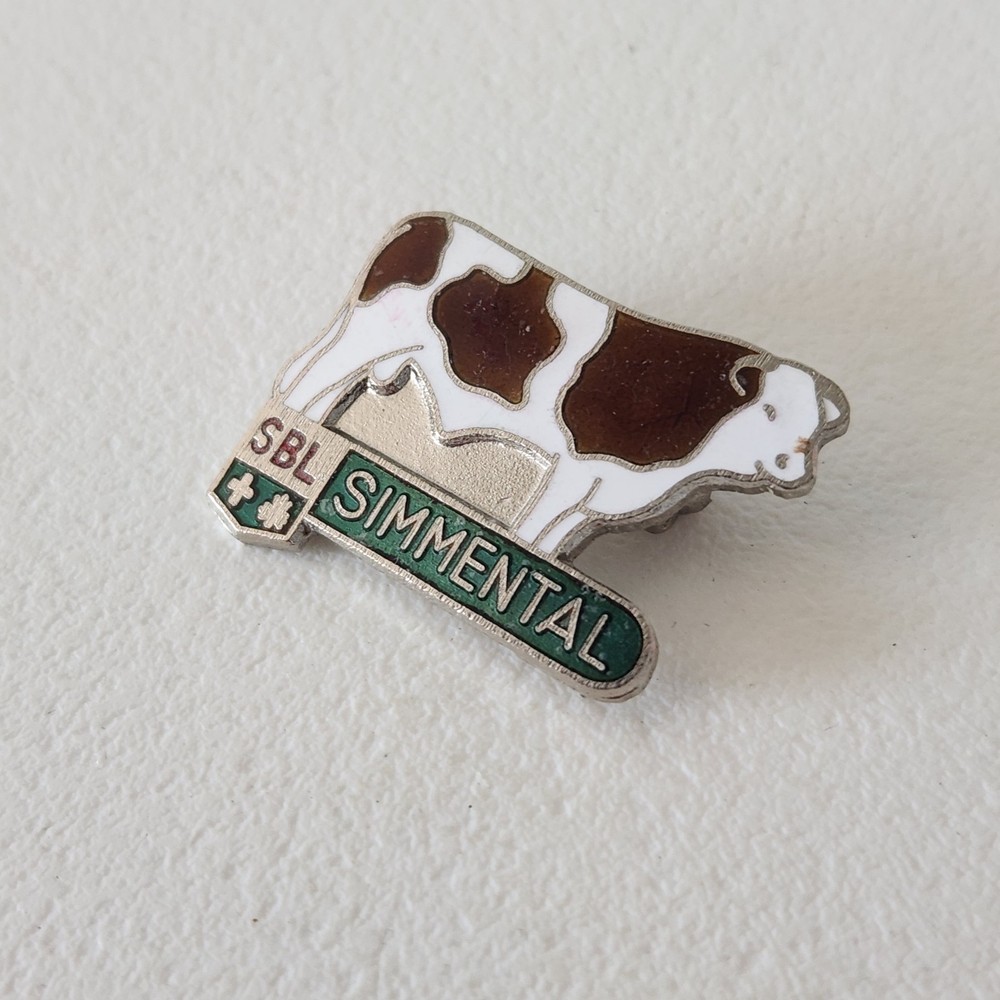 Vintage SIMMENTAL Cattle Breed Lapel Hat Jacket Pin SBL