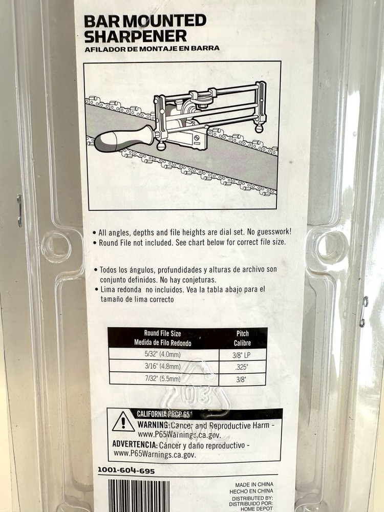 PowerCare Bar Mounted Chainsaw Sharpener Model Adjustable Dial Settings