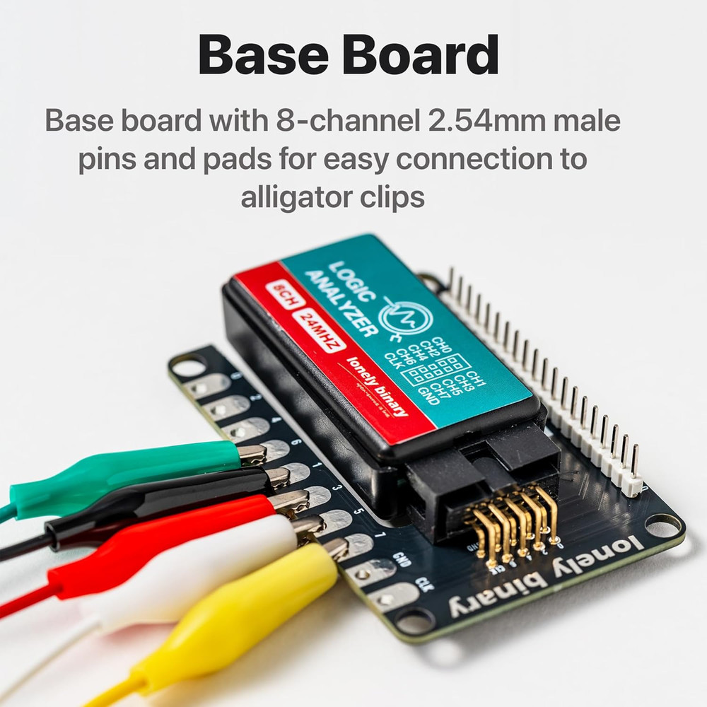 Logic Analyzer 8 Channels 24Mhz USB Kit with Base Module, Breadboard Breakout Bo