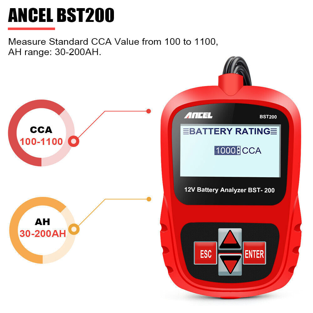 Car Battery Tester 12V 100-1100 CCA Bad Cell Load Tester Tool Digital Analyzer