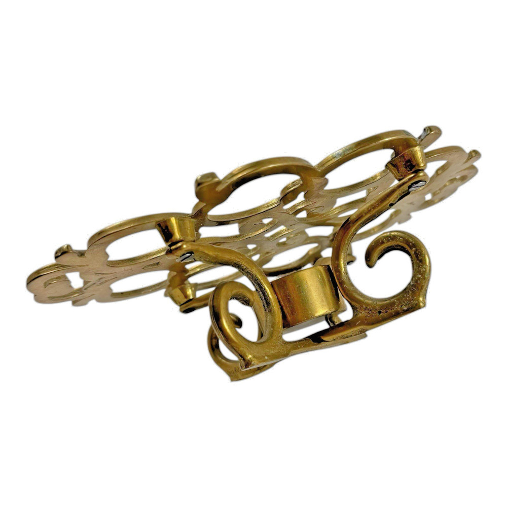 Solid Brass Apple Pattern Tea Light Warming Trivet 9" x 6.25" Vintage 70's