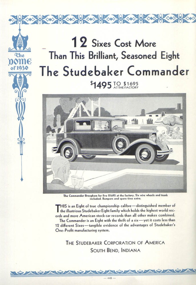 12 Sixes Cost more than Studebaker Commander ad 1930