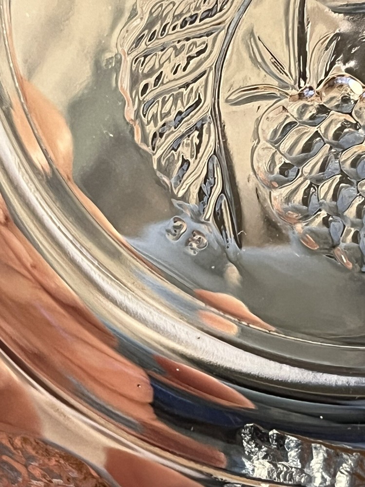 French Raspberry Glass Dish With Gold Trim