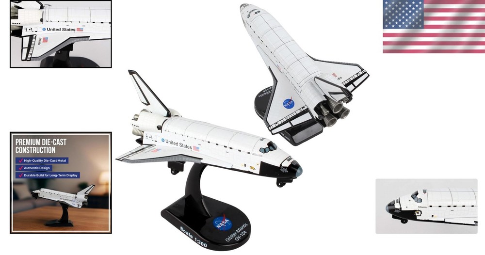 Authentic NASA Orbiter Space Shuttle Atlantis Model with Display Stand - 1:300