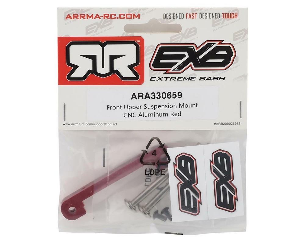 Arrma EXB Aluminum Front Upper Suspension Mount (Red) [ARA330659]