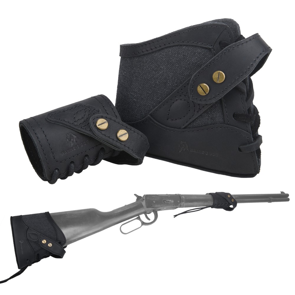 No Drill Needed Canvas Leather Gun Recoil Pad Wrap with Sling Loop