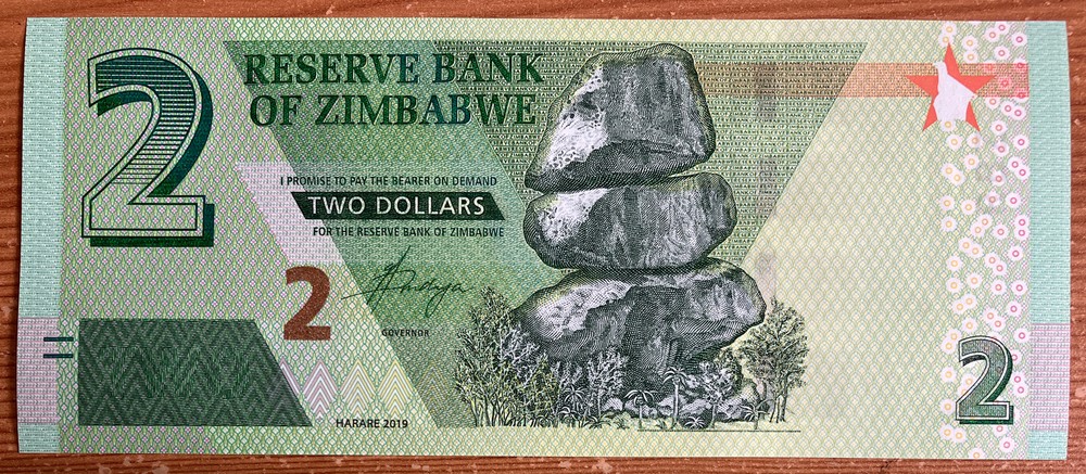 ZIMBABWE - 2019 2 Dollars UNC Banknote