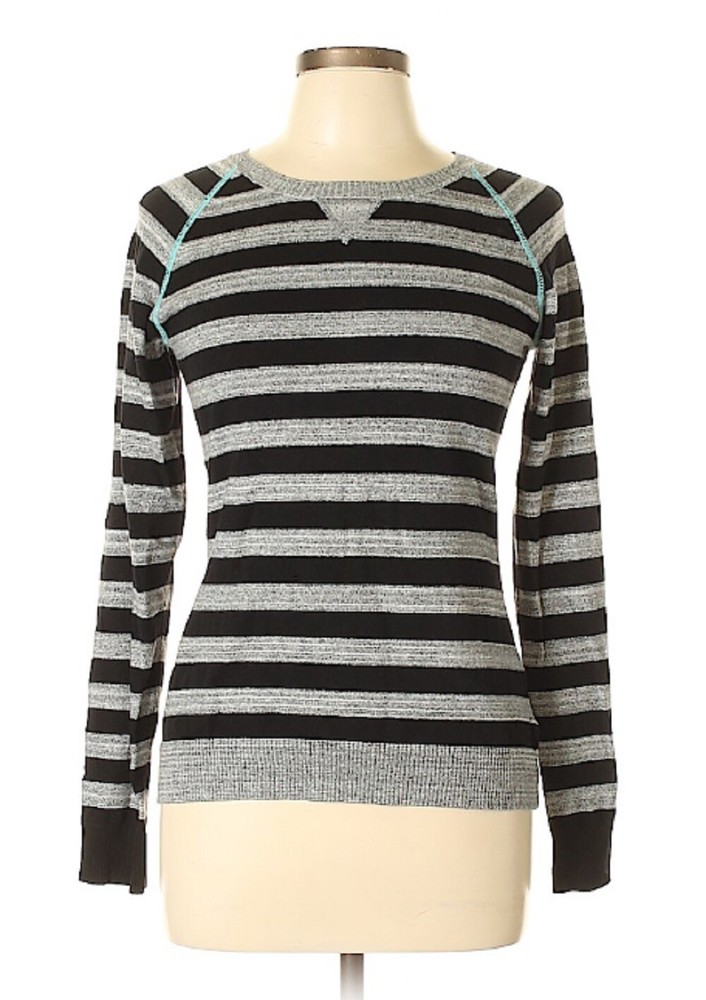 Kersh Women's Pullover Striped Sweater Black/Gray