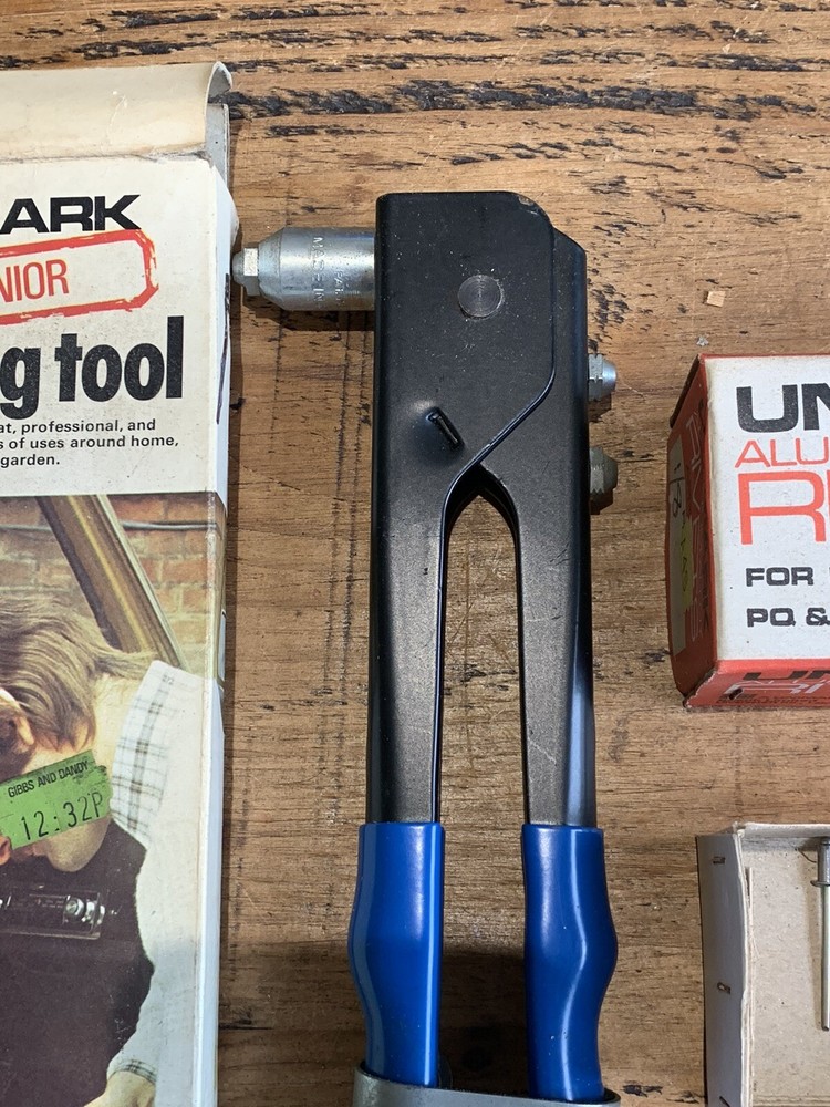 Vintage UNIMARK senior Riveting Tool & Rivets