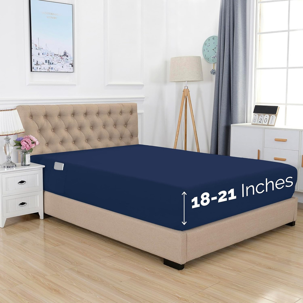 1500 Premium Hotel Quality 18-21 Inches Deep - Extra Deep Pocket Single Fitted S