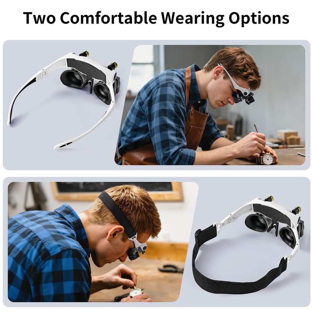 Magnifying Glasses with LED Light, Hands Free Magnifier with 14 Interchangeab...