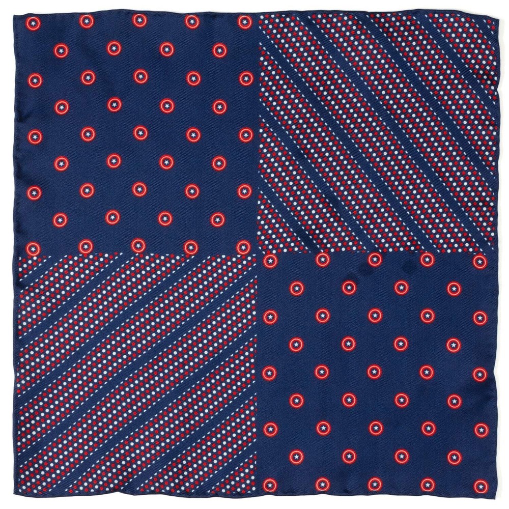 Marvel Captain America Shield Navy Pocket Square