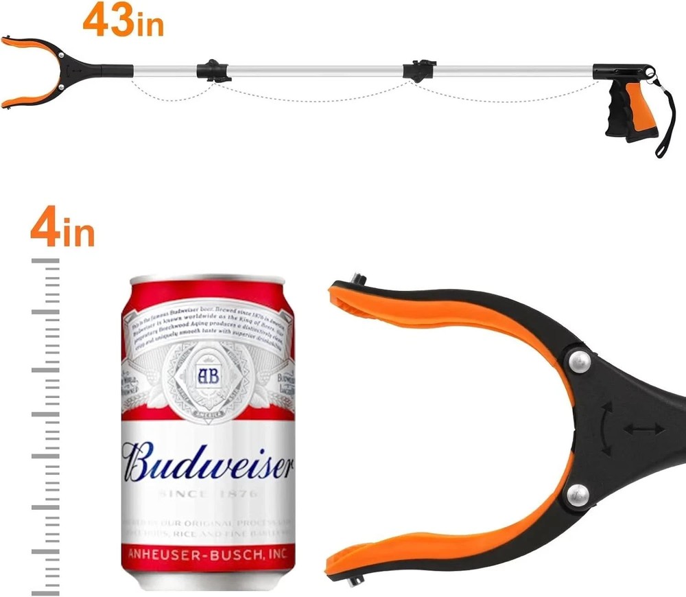 43" Extra Long Grabber Tool, Foldable Grabbers for Elderly Grab It Reaching Tool